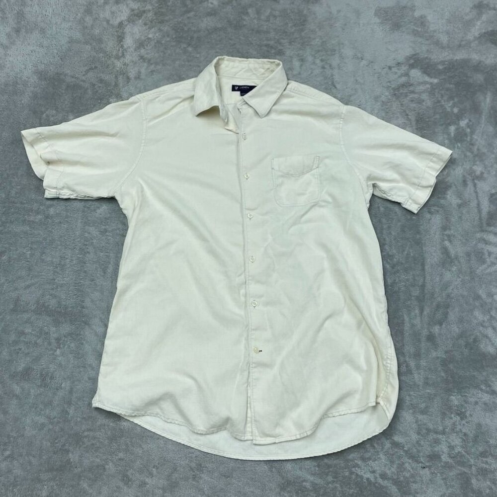 Cremeux Classics Mens Silk Blend Button-Up Short Sleeve Shirt L a0850